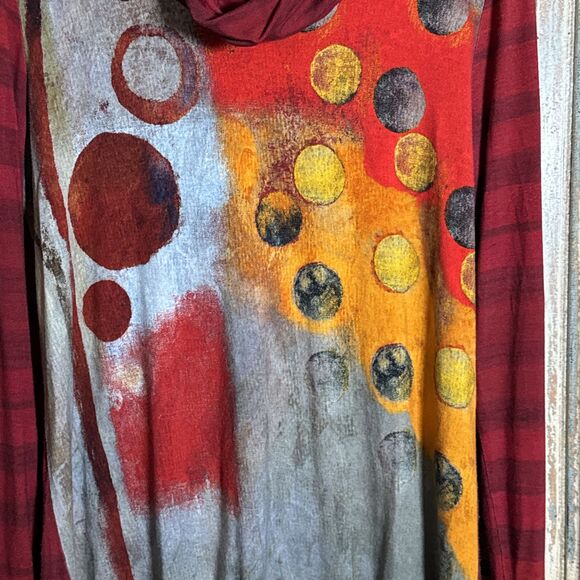 Simply Art by Dolcezza Long Sleeve Cowl Neck Tunic Top (L) Wearable Abstract Art - Picture 5 of 9